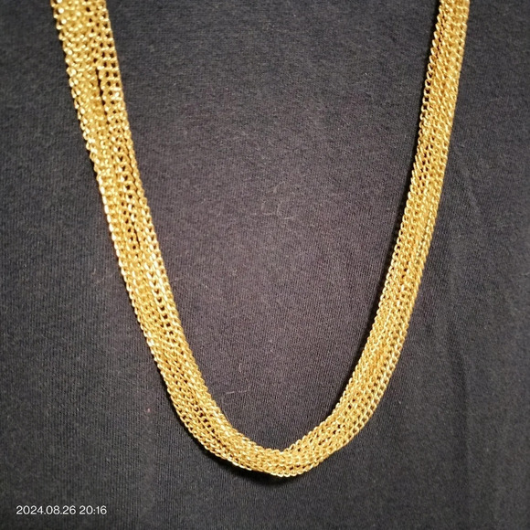 Women's Gold Tone Fashion Statement Multi Strand Leaf Petal Necklace - Picture 3 of 10